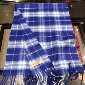 New Burberry blue check cashmere scarf